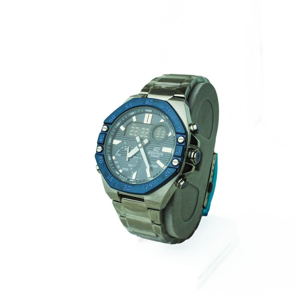 Casio edifice 43.5mm Analog Digital Chronograph Alarm Quartz Watch Blue ...